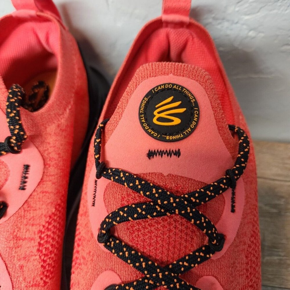 Under Armour Curry Flow Go Running Shoes Coral Red Black 3023814-604 Siz… - Picture 4 of 13